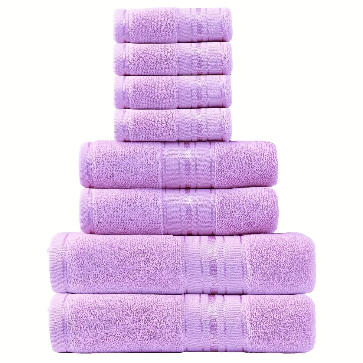 Striped Bath Towels, Towel Set 8 Piece 550GSM Pure Cotton Vintage Striped Bath, Hand Towels and Washcloths for Home and Guest Use