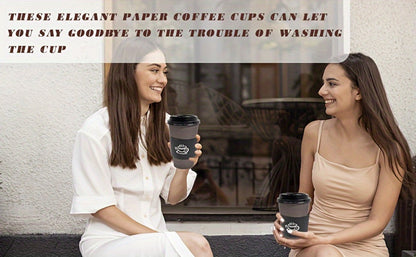 Disposable Paper Coffee Cups 50 Pack 16oz with Lids Sleeves Stirrers Hot Cold Beverage Cup for Coffee Tea Juice Home Office Cafe