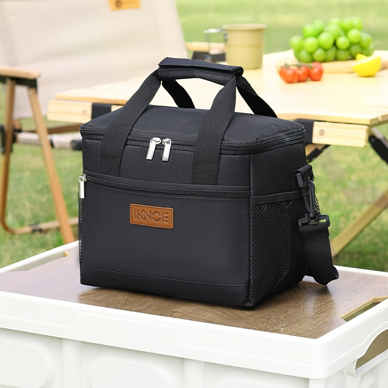 Structured Lunch Tote with Shoulder Strap in Black, Green, Big Flower or Daisy Pattern Options