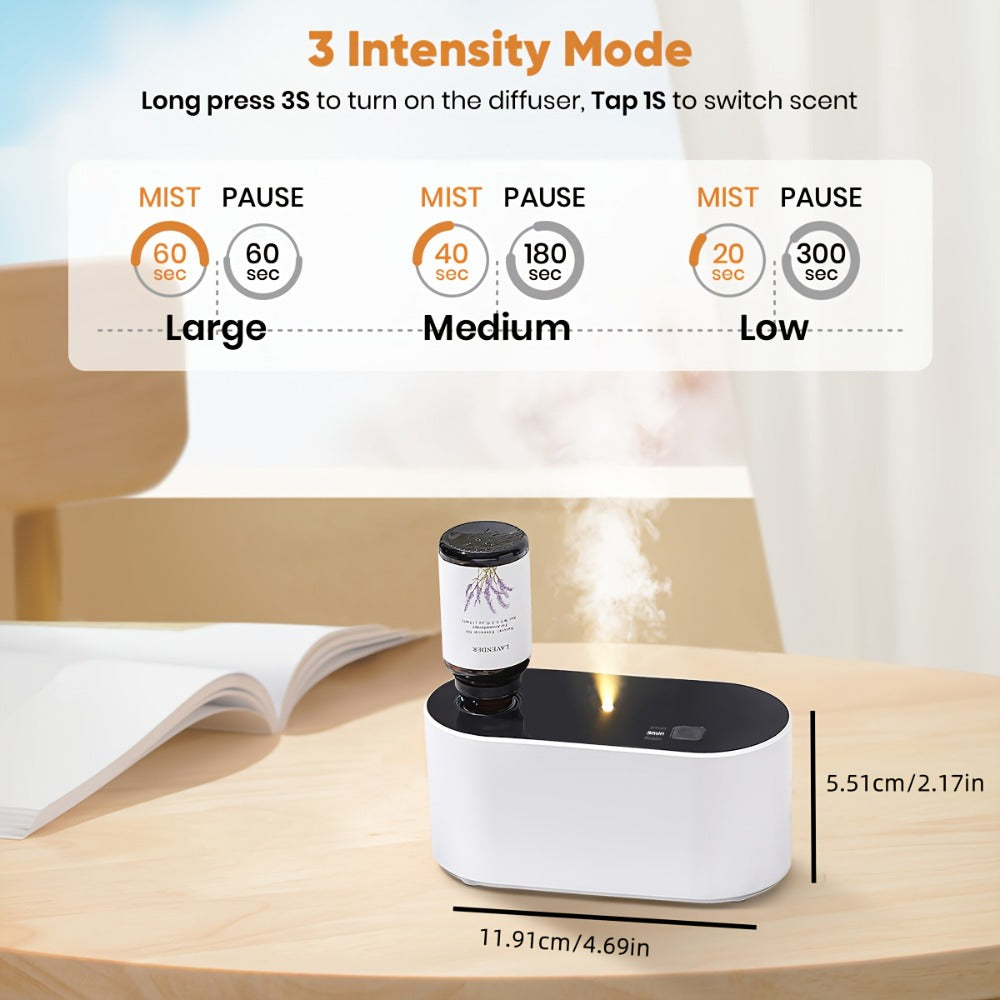 Essential Oil Diffuser Waterless Aroma Diffuser, USB Mini Humidifier, 3 Misting Modes, Color LED Lights