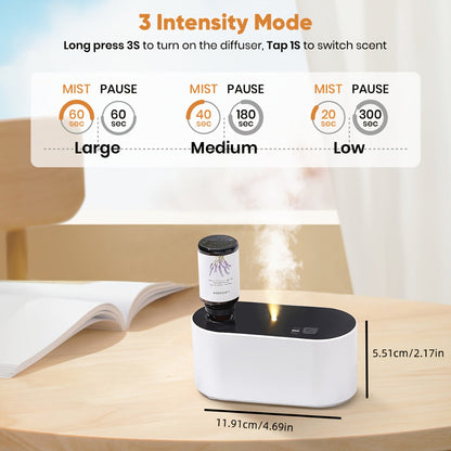 Essential Oil Diffuser Waterless Aroma Diffuser, USB Mini Humidifier, 3 Misting Modes, Color LED Lights