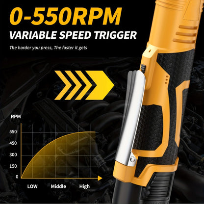 Cordless Electric Ratchet Wrench Set 3/8 inch Variable Speed Trigger Grip 9 Sockets Lithium-Ion for Home, Garage and DIY Projects