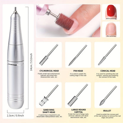Electric Nail Drill 45000 RPM Rechargeable Kit with LCD Display and White or Golden Color Options