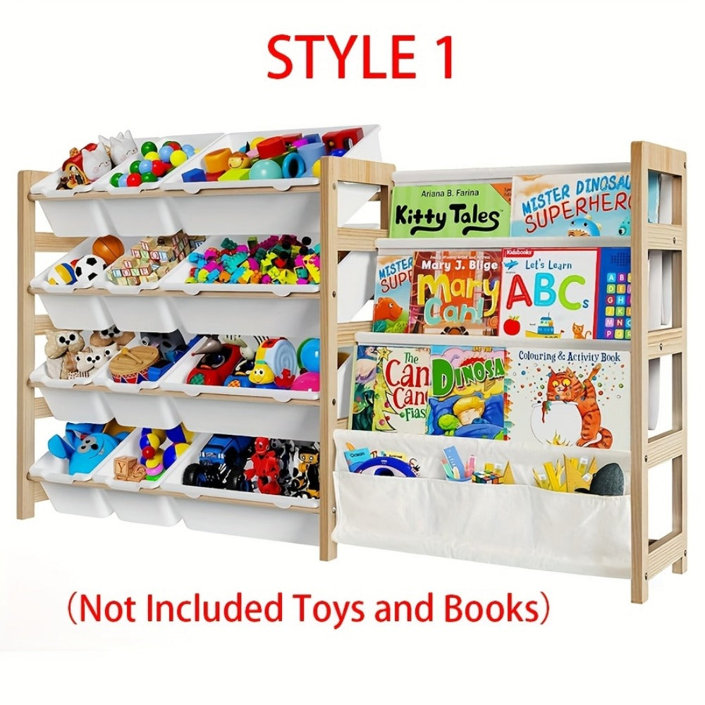 2-in-1 Kids Bookshelf Organizer for Organized Everyday Storage in Kids' Room detail image - detail view 3