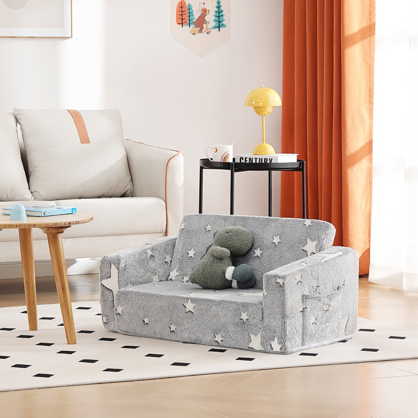 Kids Sofa Chair shown in the Star-Glow in The Dark option