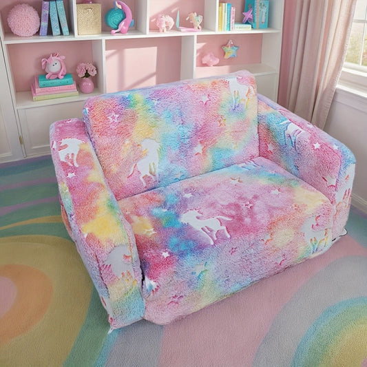 2-in-1 Kids Convertible Sofa Chair with Fold-Out Lounger, Kids Sofa Bed for Kids' Room detail image