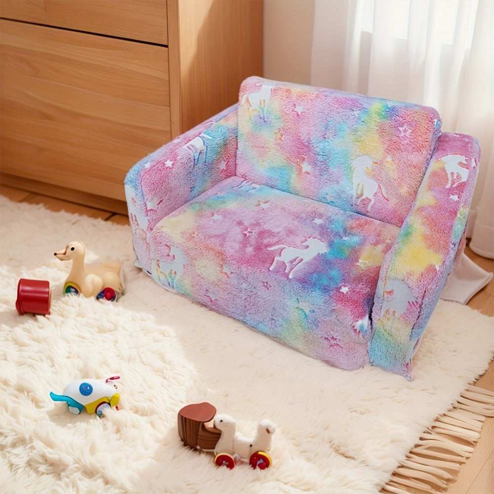 2-in-1 Kids Convertible Sofa Chair with Fold-Out Lounger, Kids Sofa Bed for Kids' Room detail image - detail view 6