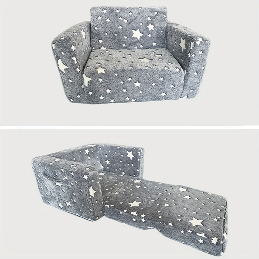2-in-1 Kids Convertible Sofa Chair with Fold-Out Lounger, Kids Sofa Bed for Kids' Room detail image - detail view 7
