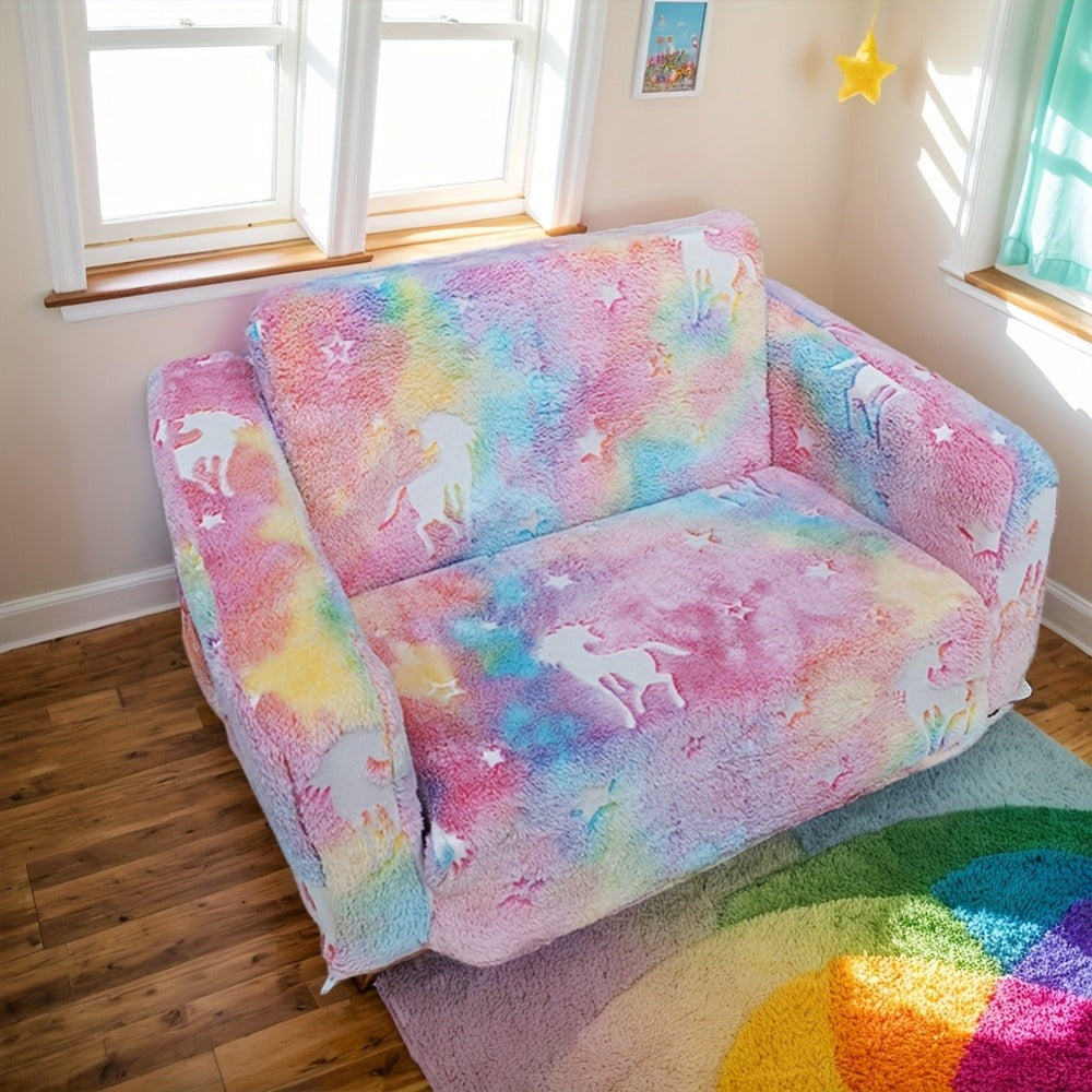 2-in-1 Kids Convertible Sofa Chair with Fold-Out Lounger, Kids Sofa Bed for Kids' Room detail image - detail view 9