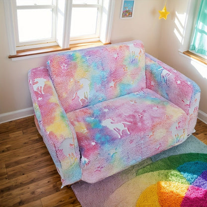 2-in-1 Kids Convertible Sofa Chair with Fold-Out Lounger, Kids Sofa Bed for Kids' Room detail image - detail view 9