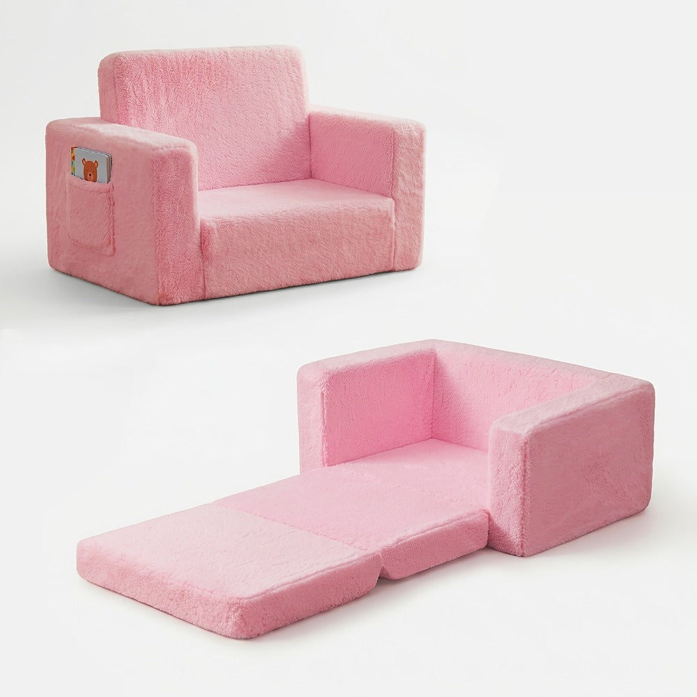 2-in-1 Velvet Kids Convertible Sofa Chair with Fold-Out Lounger for Kids' Room detail image - detail view 3