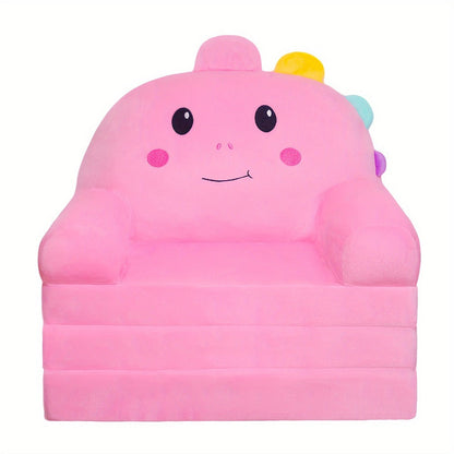 2-in-1 Velvet Kids Foldable Sofa with Fold-Out Lounger and Memory Foam for Kids' Room detail image