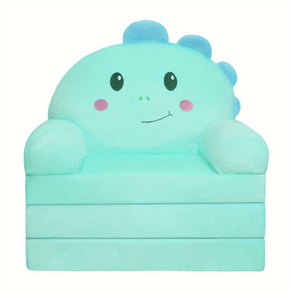 2-in-1 Velvet Kids Foldable Sofa with Fold-Out Lounger and Memory Foam for Kids' Room detail image - detail view 4