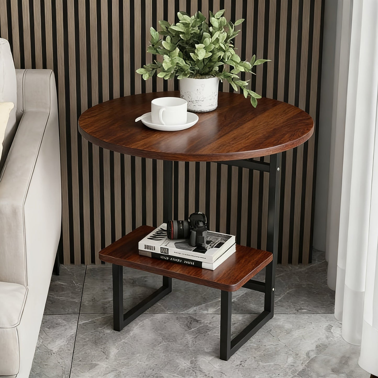 Side Table shown in the Brown Wood Grain option
