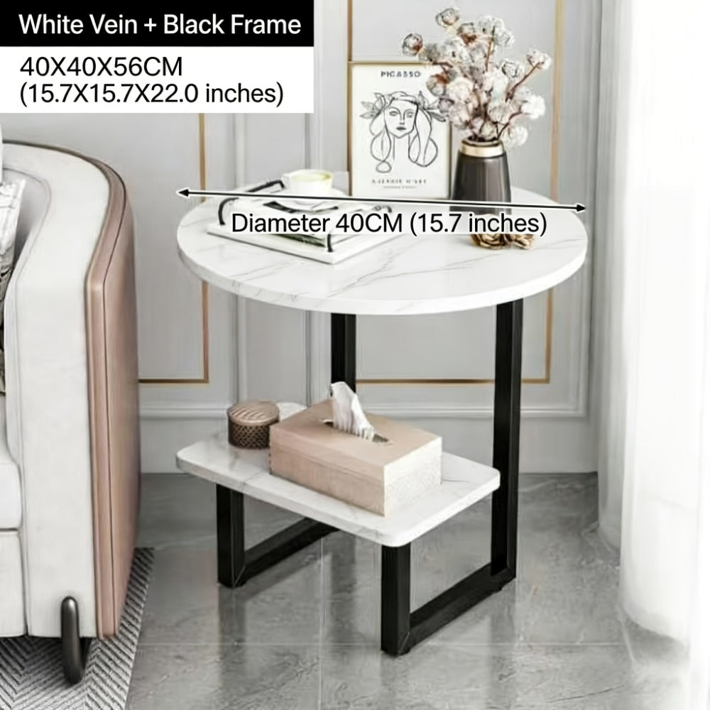 2-Layer Metal Side Table, Bedside End Table for Work, Display, and Everyday Use detail image - detail view 3