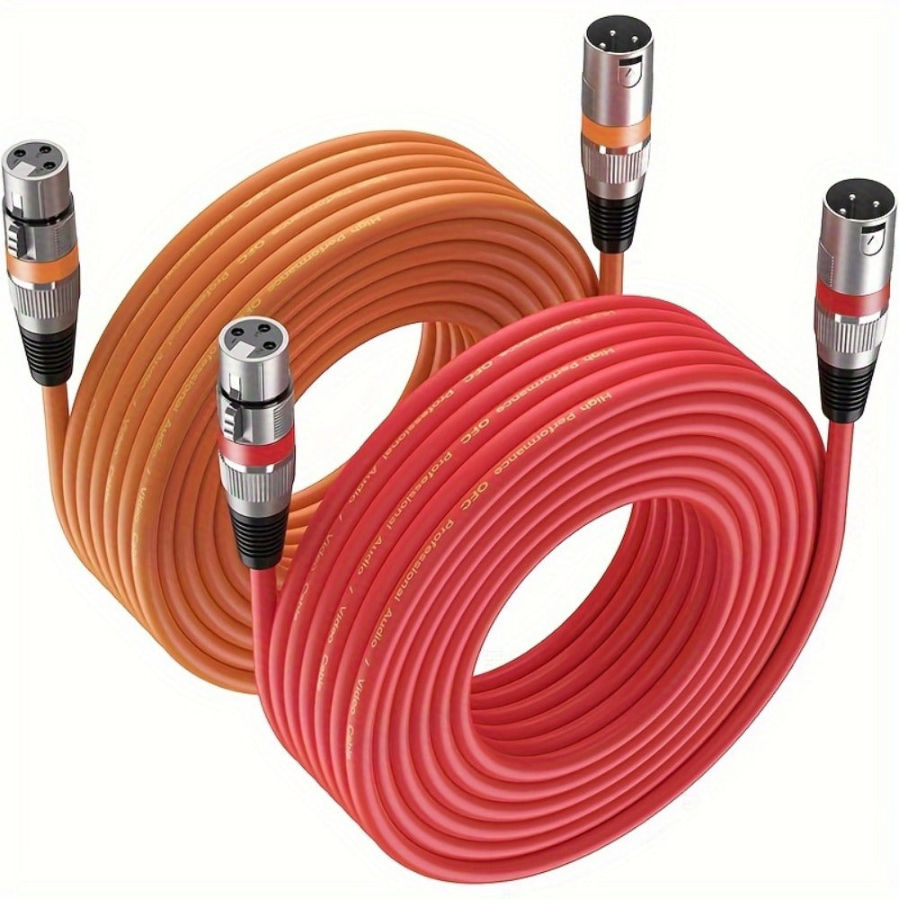 2-Pack 5-Meter XLR Microphone Cables, 3-Pin Male to Female Audio Cords detail image