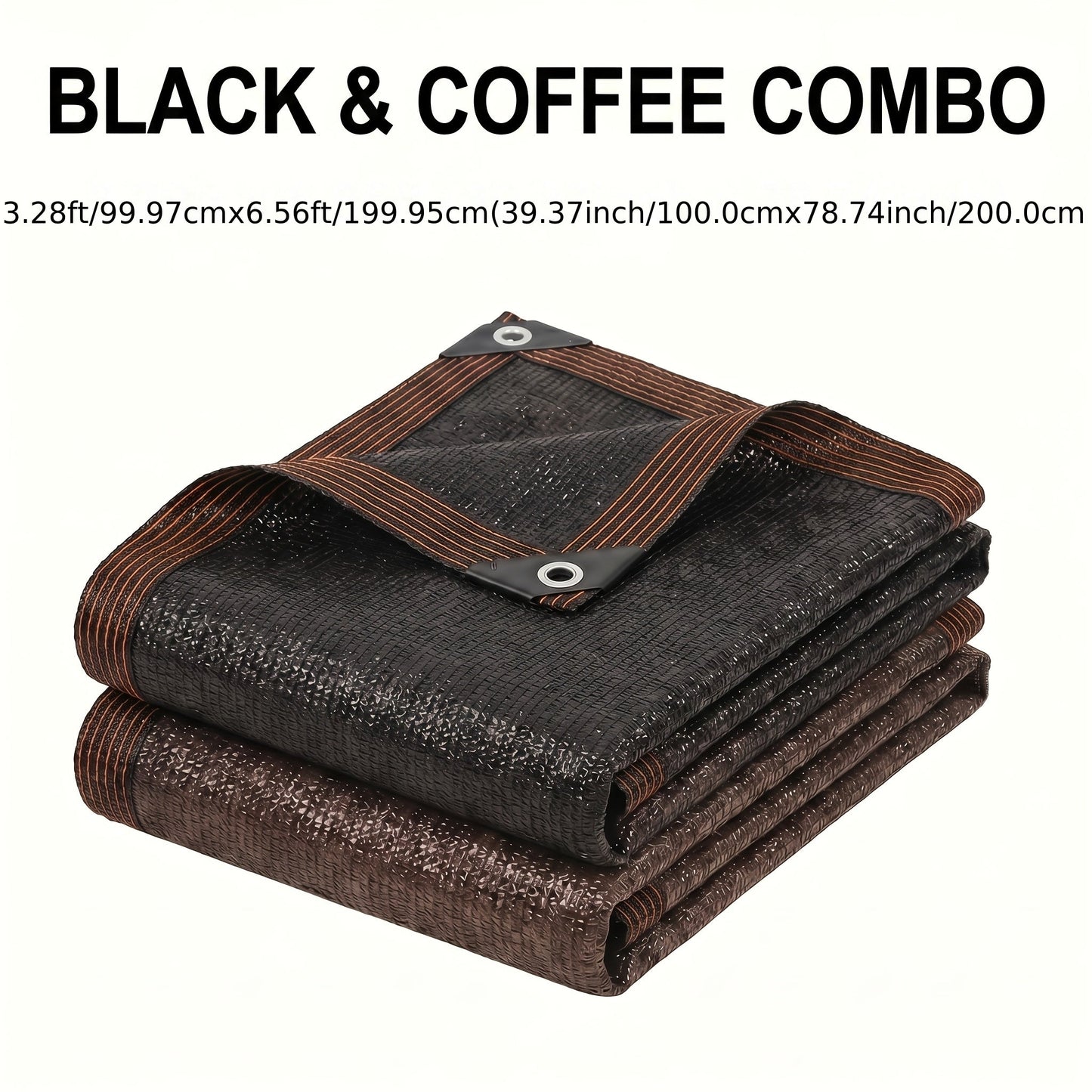 Shade Sail shown in the 1-PC Black + 1-PC Coffee, 1mi*2mi=39.37inch*78.74inch option