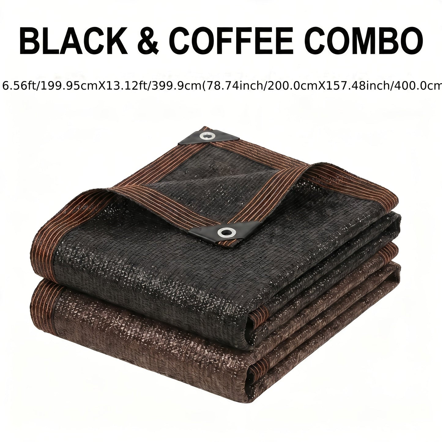 Shade Sail shown in the 1-PC Black + 1-PC Coffee, 2mi*4mi=78.74inch*157.48inch option