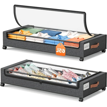 2-Pack Rolling Under Bed Storage with Rolling Wheels for Bedroom detail image - detail view 9