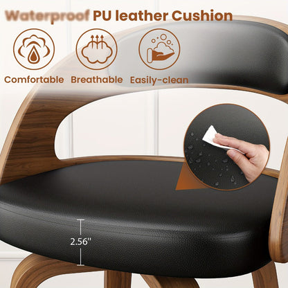2-Piece Set Faux Leather Bar Stools with Solid Wood Construction and Adjustable Height detail image - detail view 5