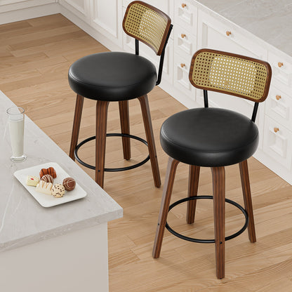 Bar Stools shown in the Vegan Leather-Black option