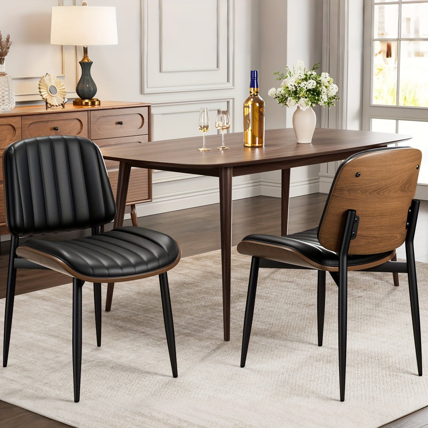 Dining Chair shown in the Black*2-Vertical Stripes option