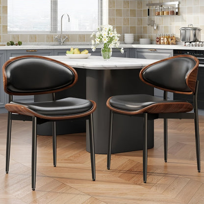 2-Piece Set Faux Leather Dining Chair, Upholstered Side Chair for Kitchen detail image - detail view 3