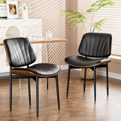 2-Piece Set Faux Leather Dining Chair, Upholstered Side Chair for Kitchen detail image - detail view 5