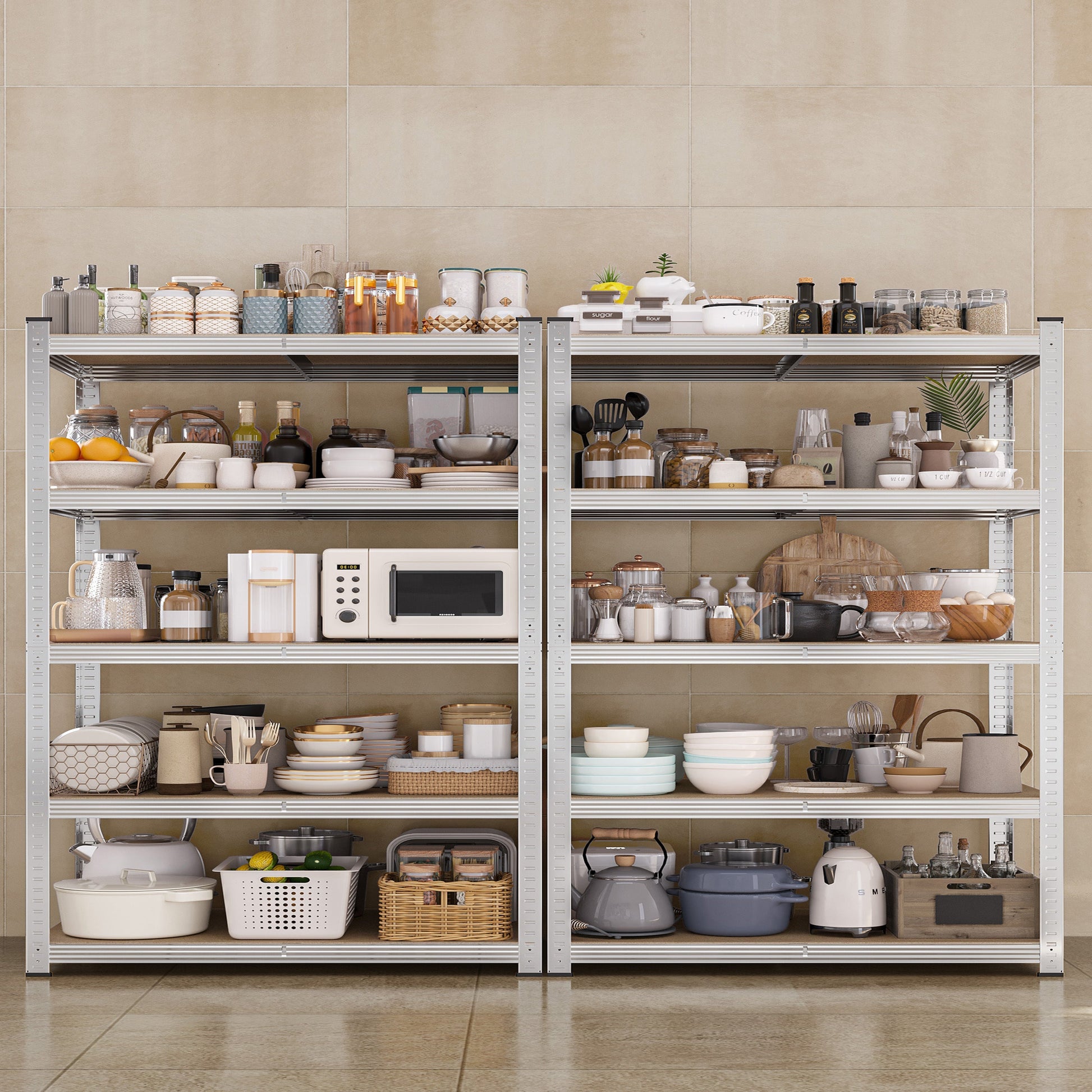 2-Piece Set Metal Storage Shelving Unit with Tool-Free Assembly and Multiple Color Options detail image - detail view 4