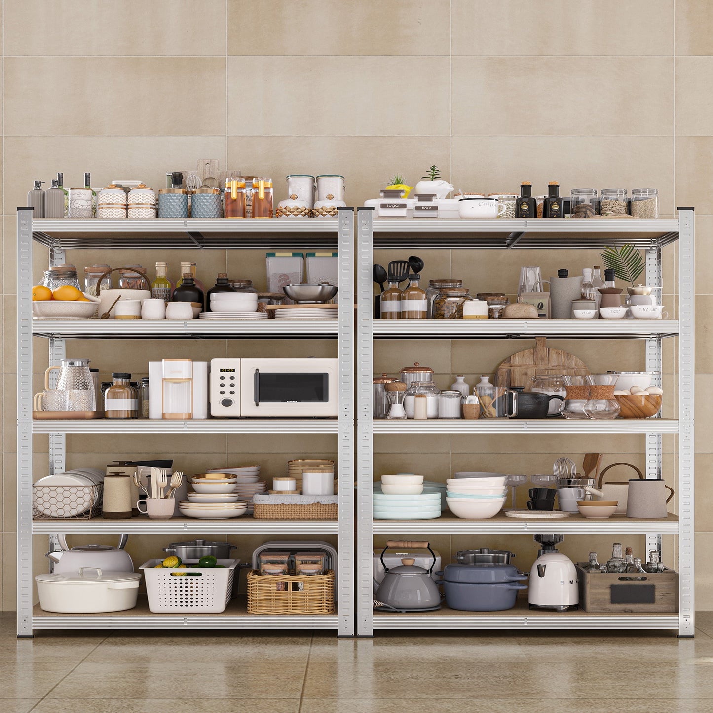 2-Piece Set Metal Storage Shelving Unit with Tool-Free Assembly and Multiple Color Options detail image - detail view 9