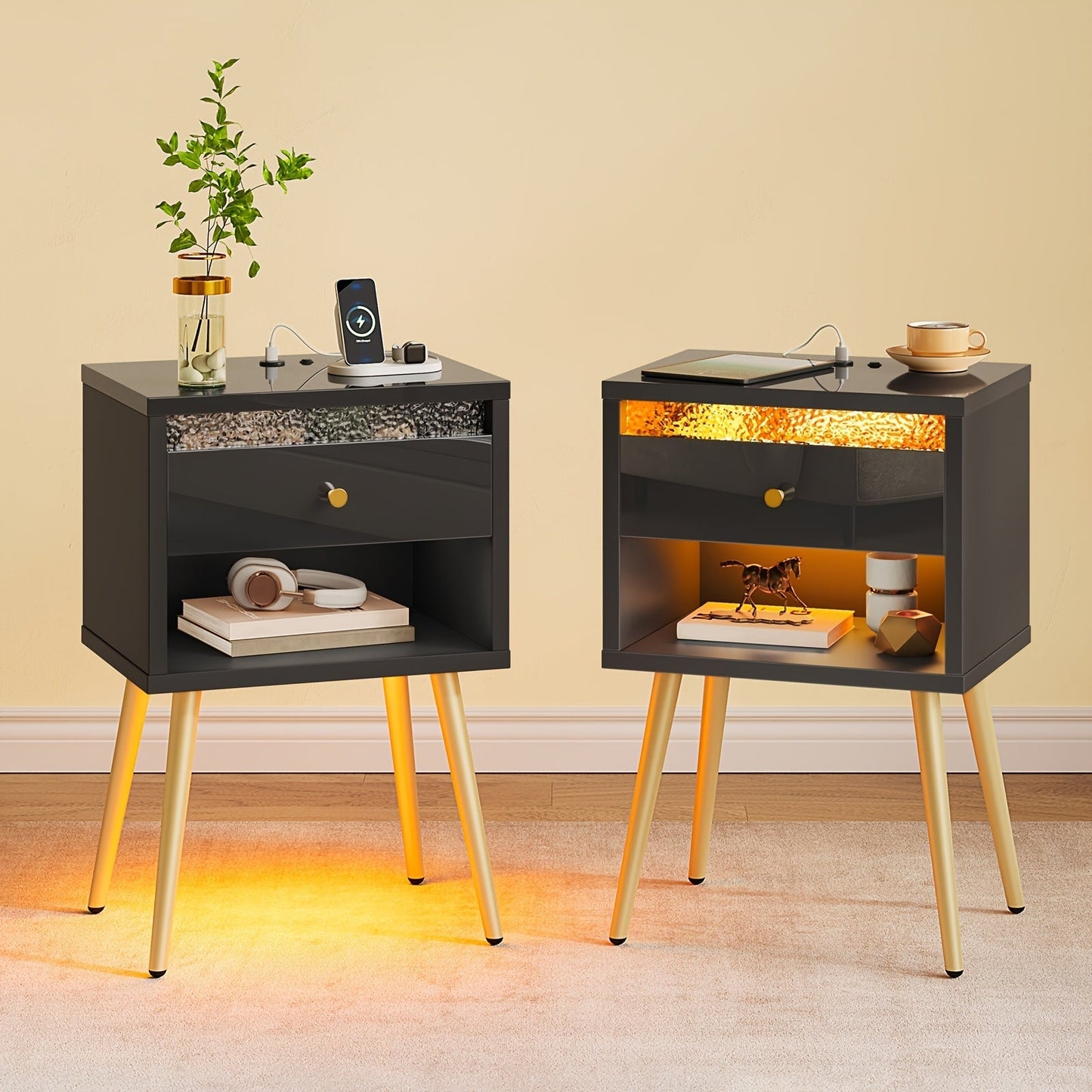 Nightstand shown in the Black, 1 Set option