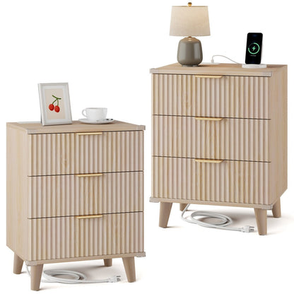 2-Piece Set Nightstand, Bedside Storage Table for Practical Everyday Home Use in Bedroom detail image - detail view 3