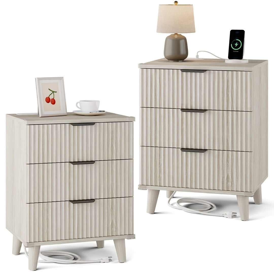 Nightstand shown in the Set of 2-White Oak option