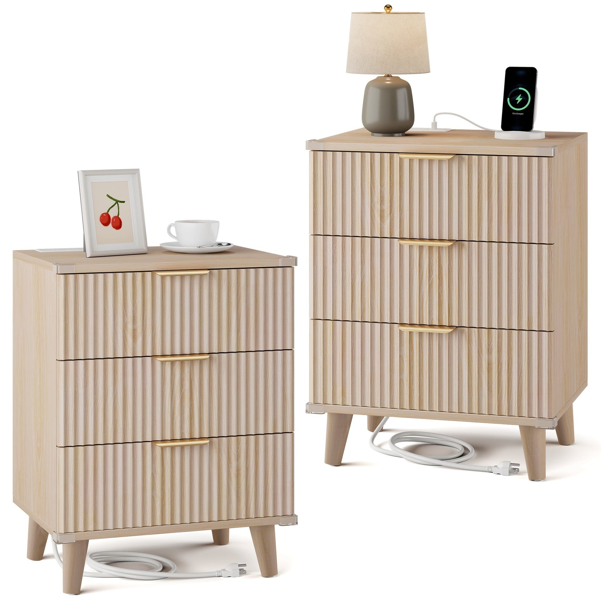 Nightstand shown in the Set of 2-Wood Color option