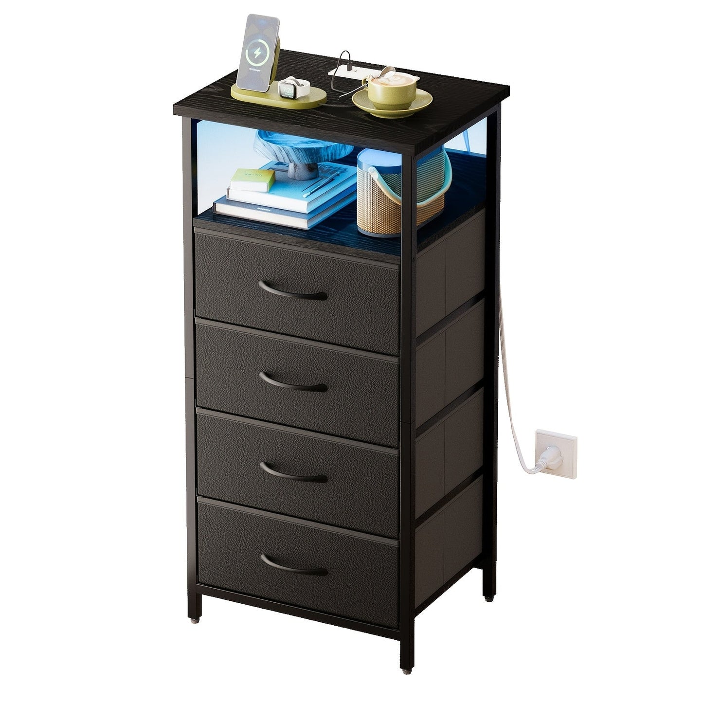 Nightstand shown in the 1pc-4 Drawers-Black option
