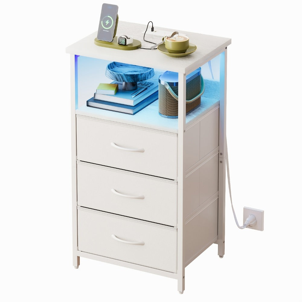 2-Piece Set Nightstand with Charging Station and LED Lighting for Bedroom detail image - detail view 18