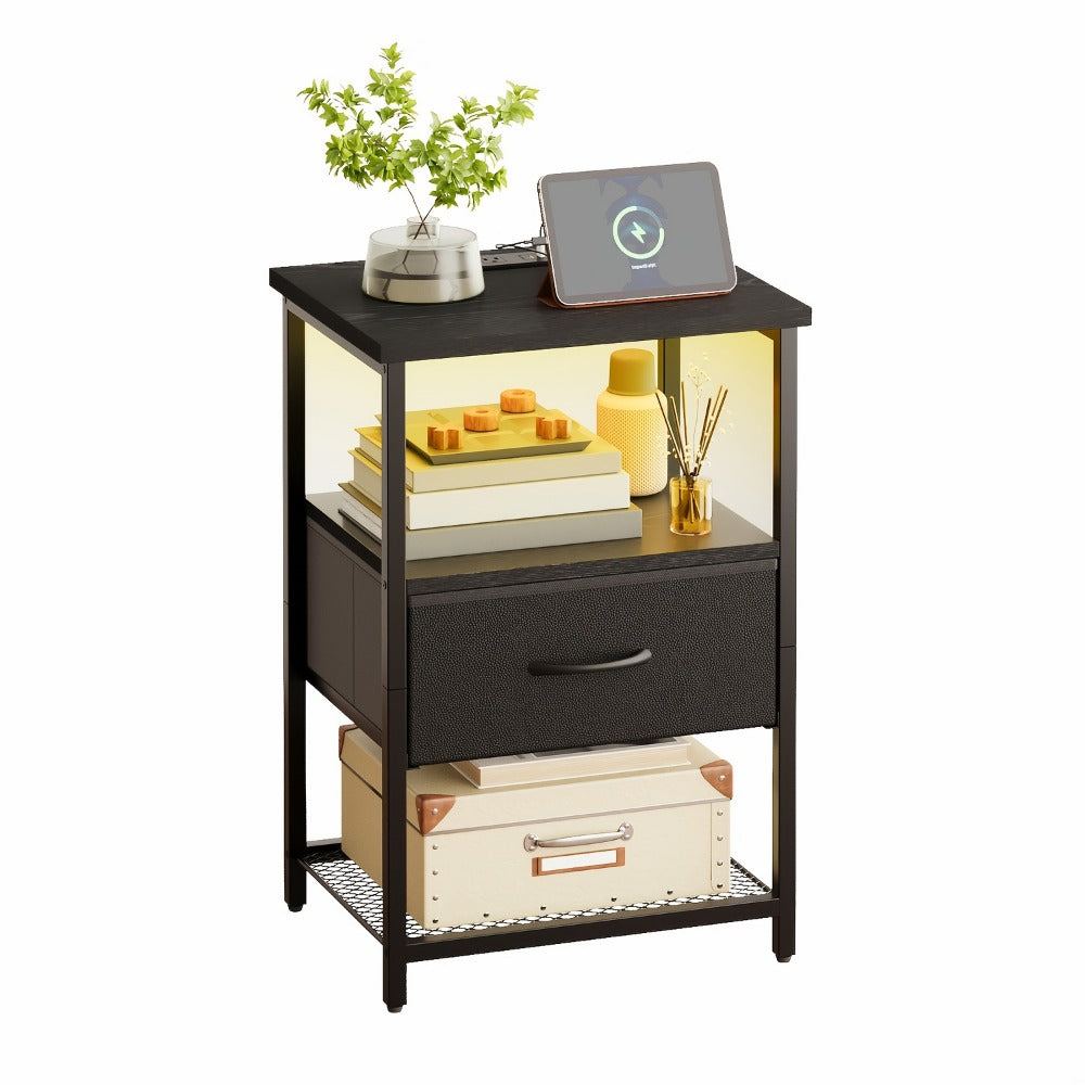 2-Piece Set Nightstand with Charging Station and LED Lighting for Bedroom detail image - detail view 22