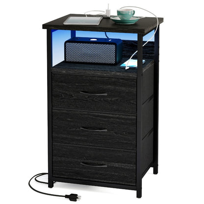 2-Piece Set Nightstand with Charging Station and LED Lighting for Bedroom detail image - detail view 25