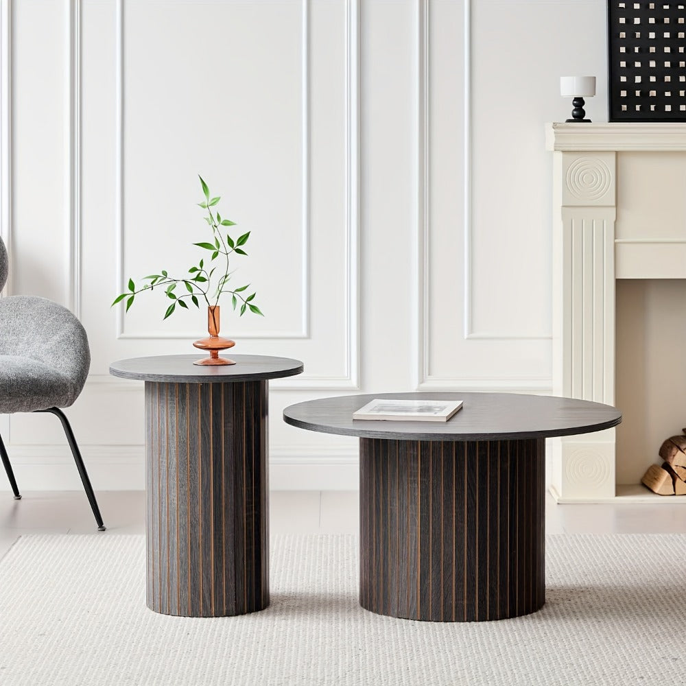 2-Piece Set Round Coffee Table with Non-Slip Base for Work, Display, and Everyday Use detail image - detail view 4