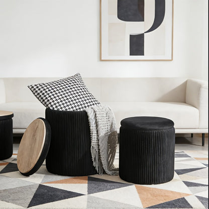 2-Piece Set Round Ottoman with Hidden Storage for Living Room detail image - detail view 5