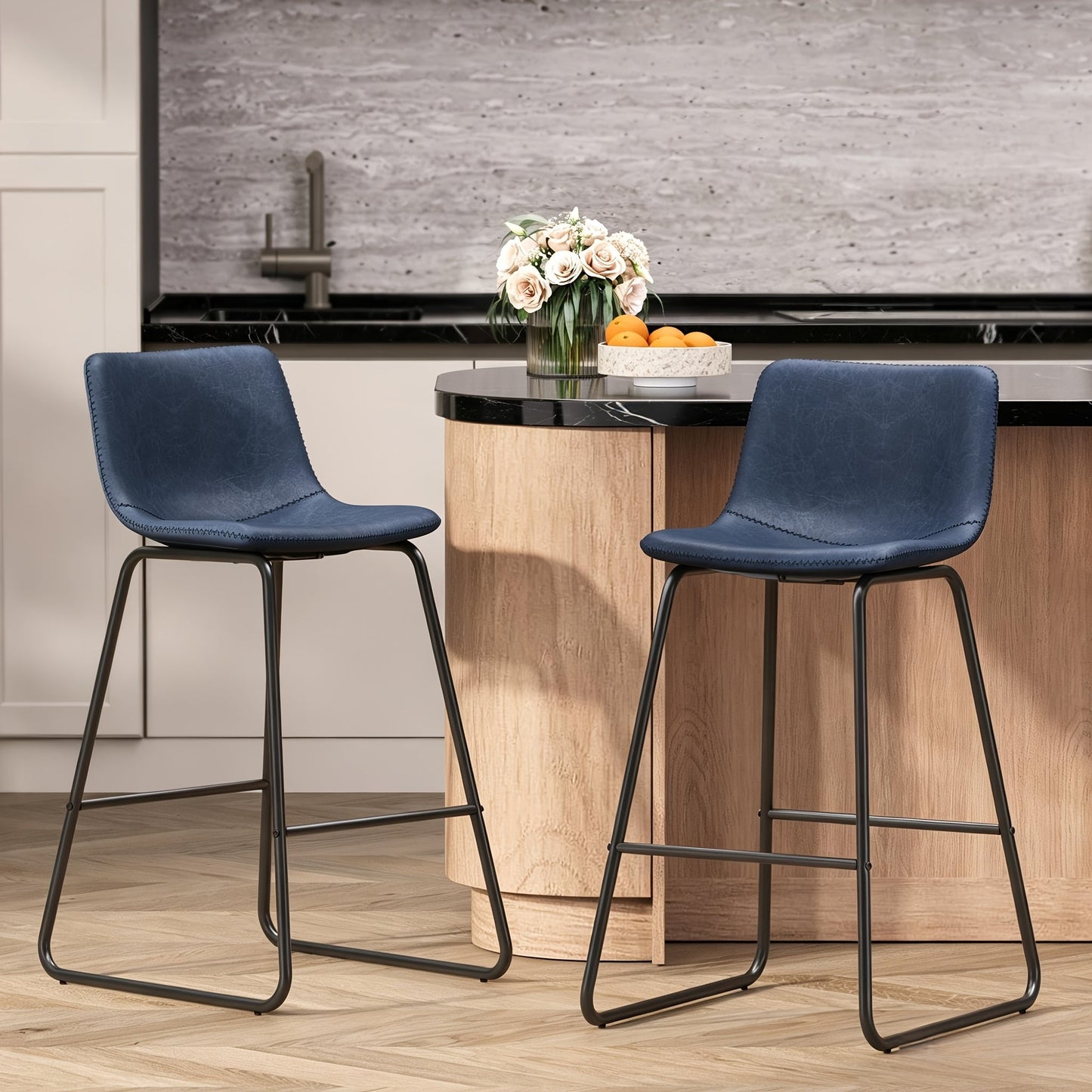 Bar Stool shown in the 2Pcs-Blue option