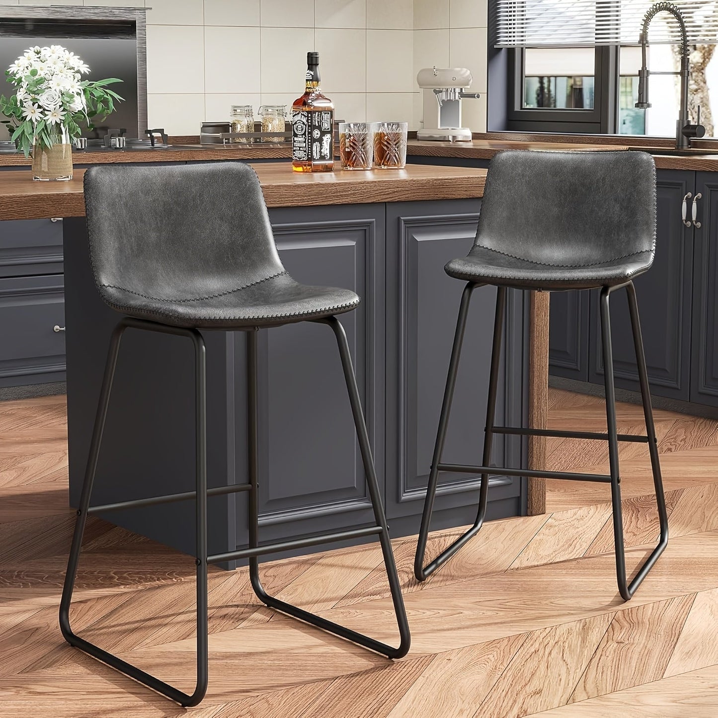 Bar Stool shown in the 2Pcs-Grey option