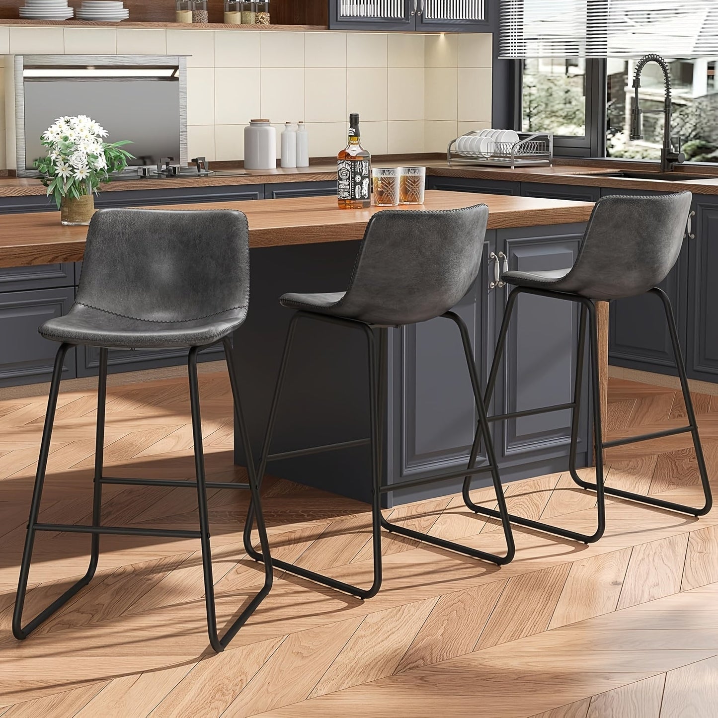 Bar Stool shown in the 3Pcs-Grey option