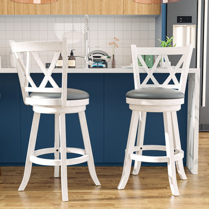 2-Piece Set Upholstered Bar Stool with Solid Wood Construction for Kitchen detail image - detail view 3