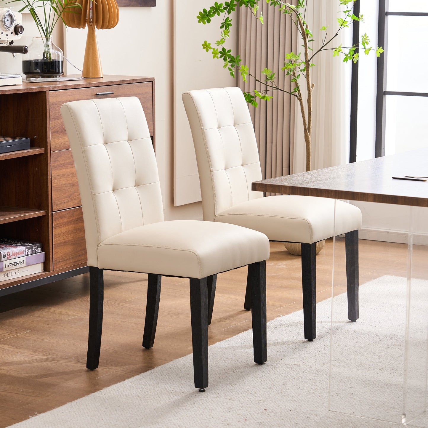 Dining Chair, Set of 2 Faux PU Leather Upholstered Dining Chairs - Padded Seat & Ergonomic shown in the main product view