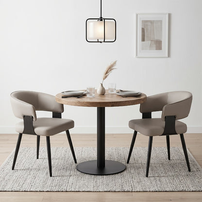Dining Chair, Faux Leather Dining Chairs Set of 2 - Upholstered Mid Century Kitchen Chairs shown in the main product view