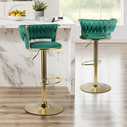 2-Piece Set Velvet Bar Stool with Adjustable Height for Kitchen detail image - detail view 11