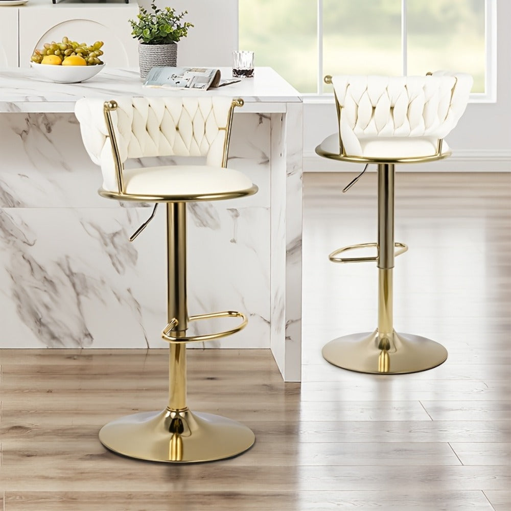 2-Piece Set Velvet Bar Stool with Adjustable Height for Kitchen detail image - detail view 7