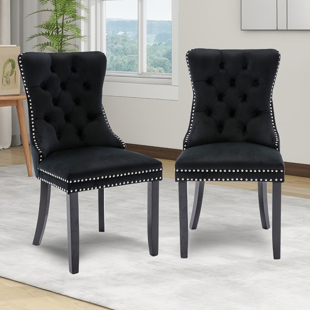 2-Piece Set Velvet Dining Chair with Tufted Back for Kitchen detail image - detail view 5