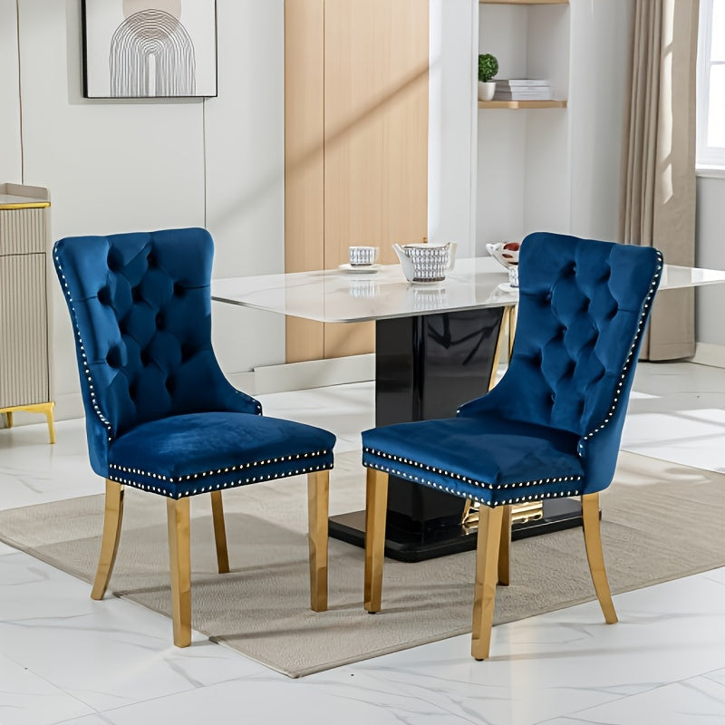 Upholstered Dining Chairs shown in the Blue, Set Of 2 option